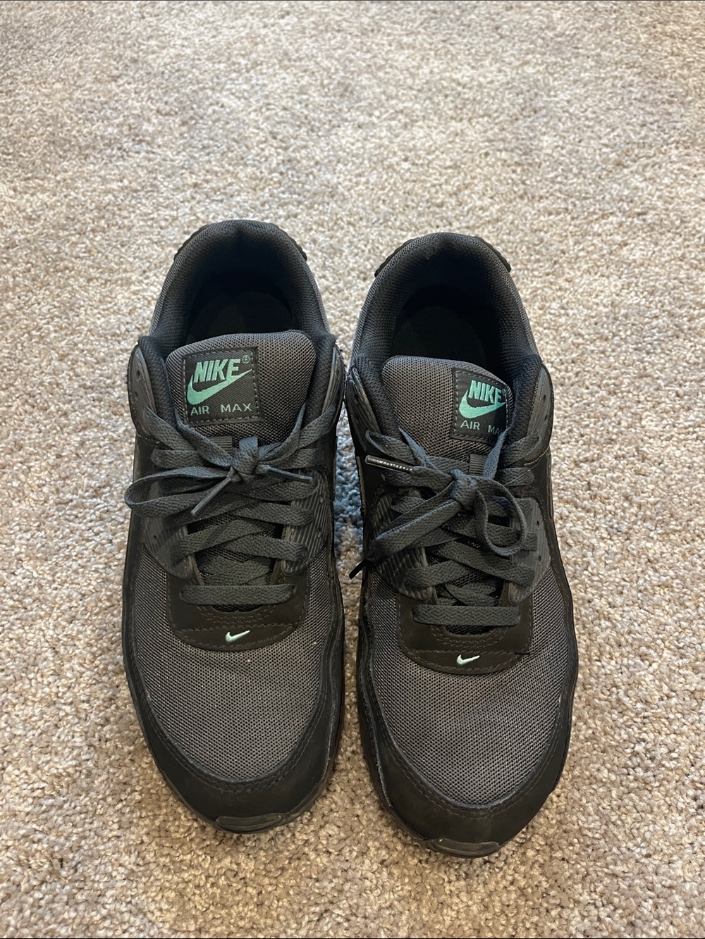 Nike Men's Black Sneakers with Mint Logo Accents